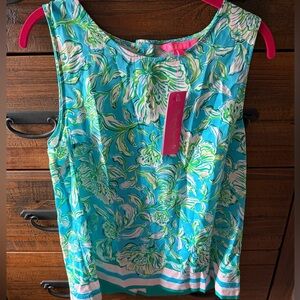 Lilly Floral Sleeveless Top - Blue and Green